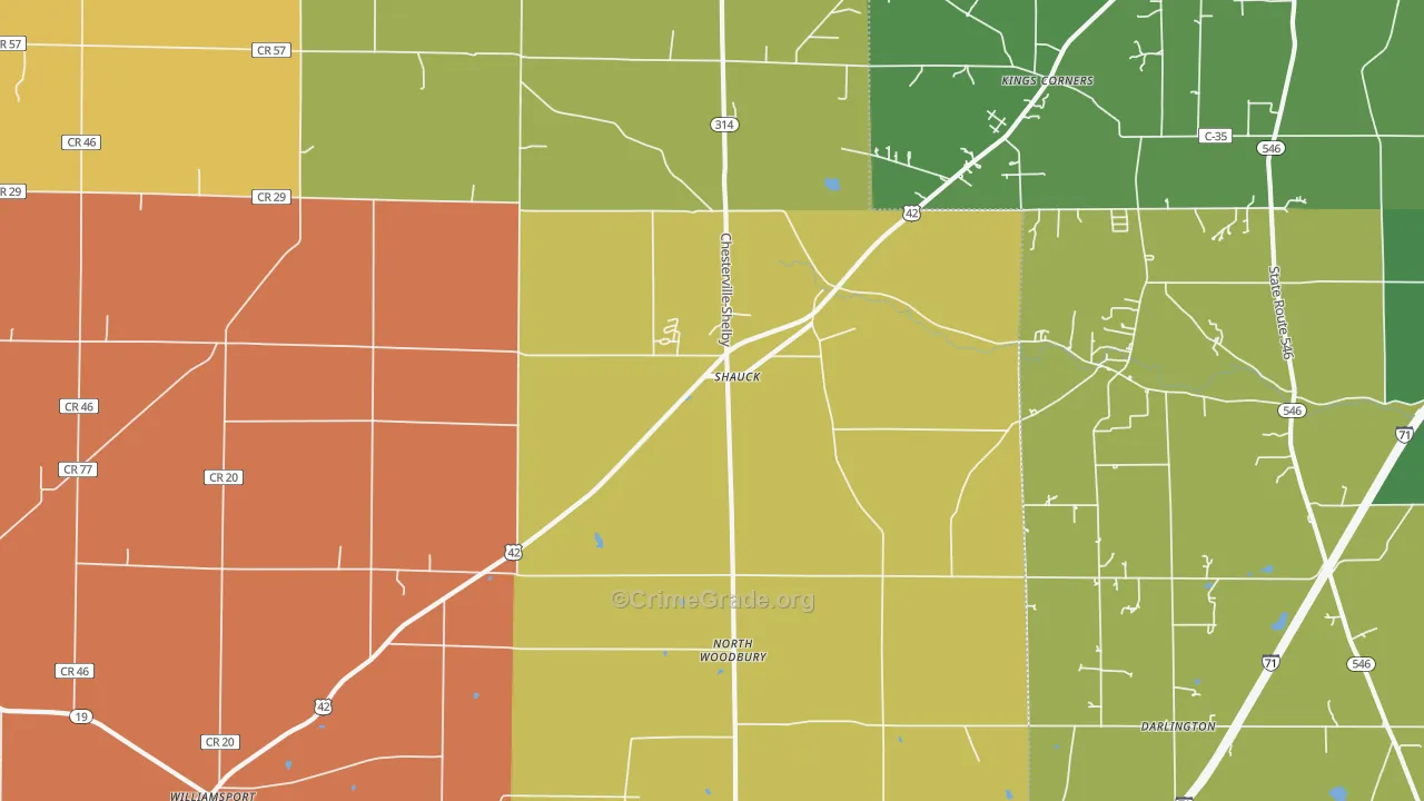 Shauck, OH Map of Arson Rates