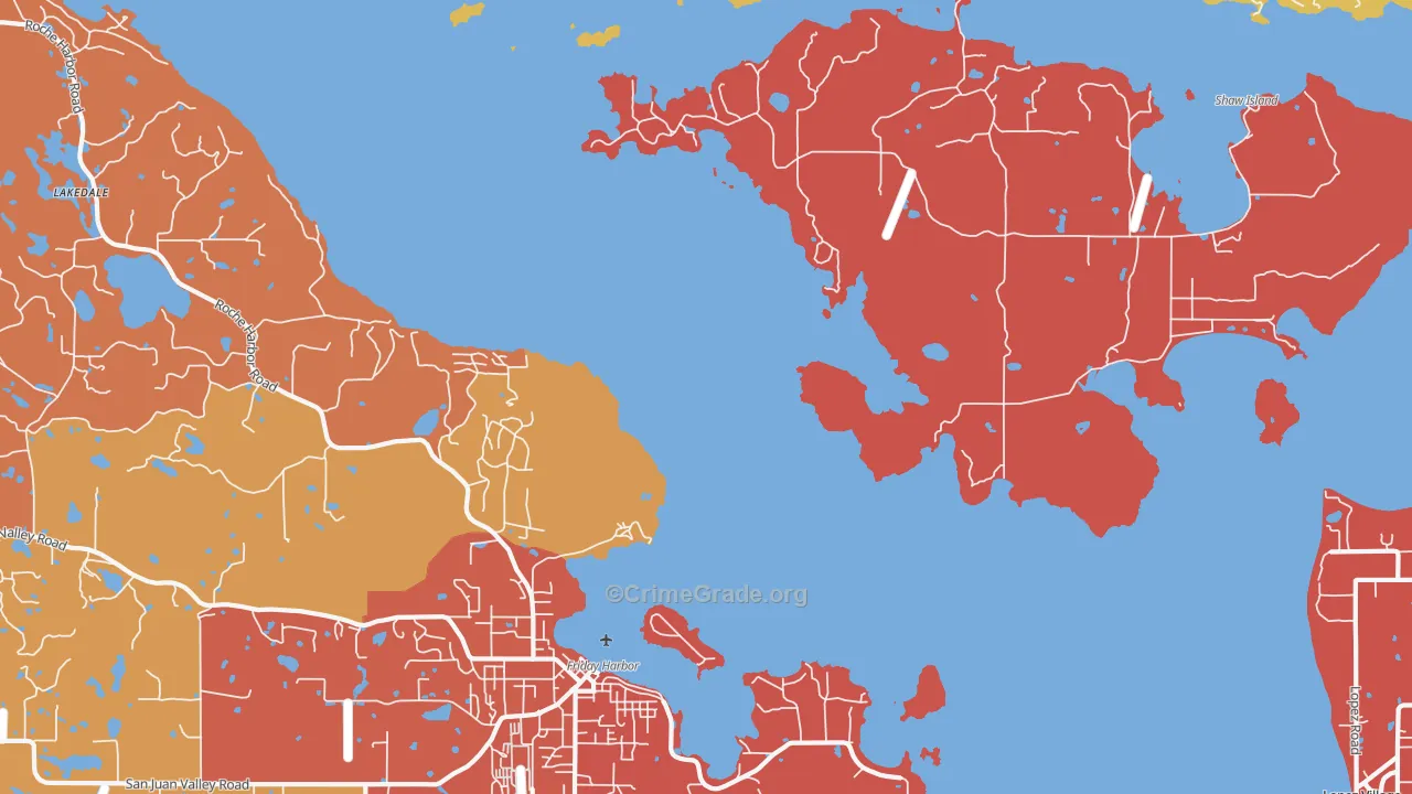Shaw Island, WA Map of Arson Rates
