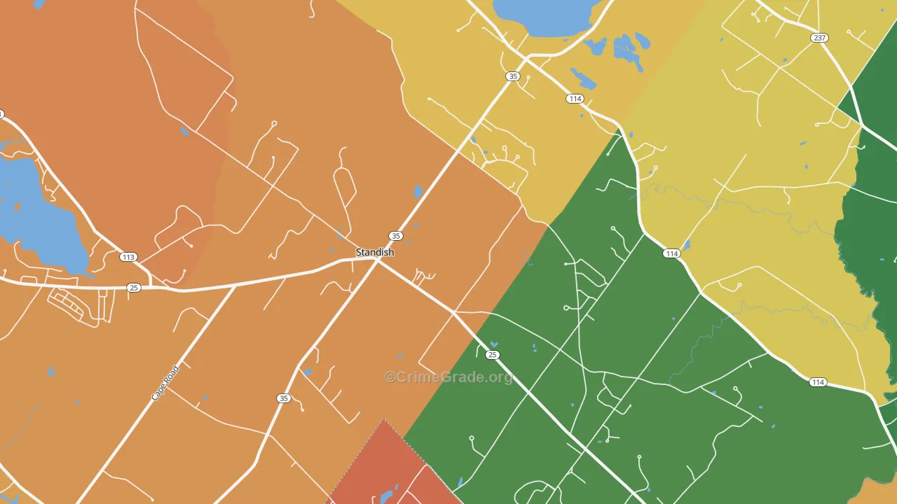 Shaw Mills, ME Map of Arson Rates