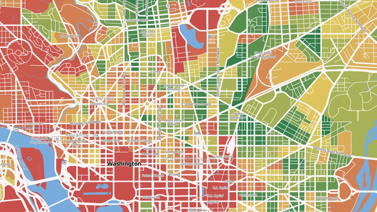 Shaw, Washington, DC Map of Arson Rates
