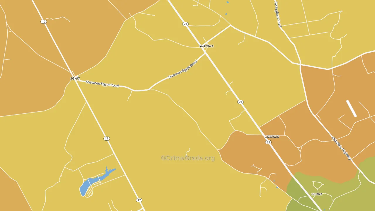 Shawnee, GA Map of Arson Rates