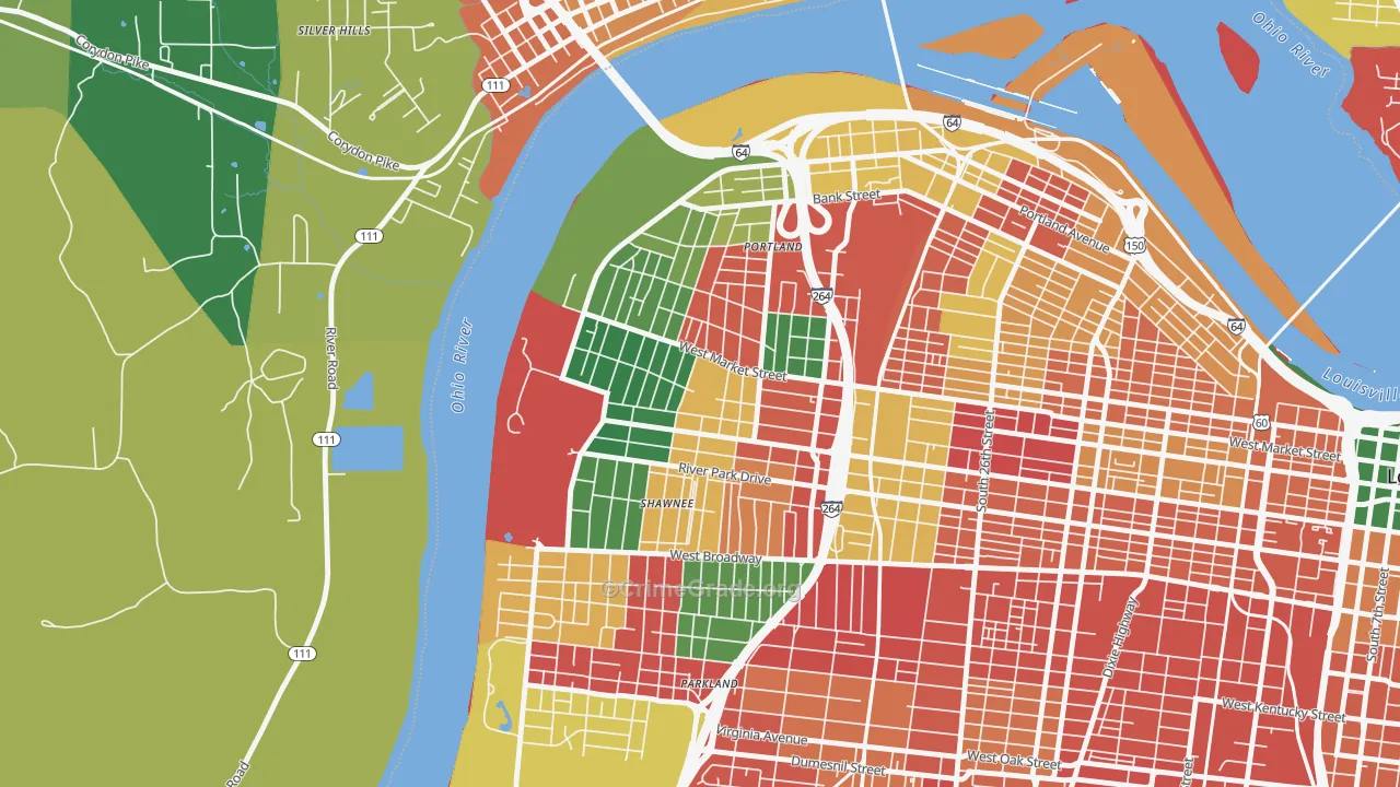 Shawnee, Louisville, KY Map of Arson Rates