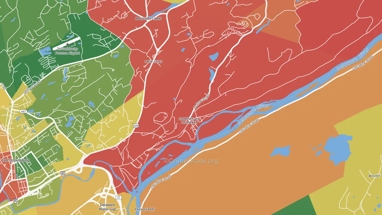 Shawnee On Delaware, PA Map of Arson Rates