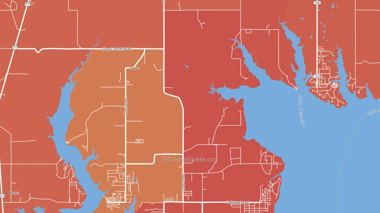 Shay, OK Map of Arson Rates