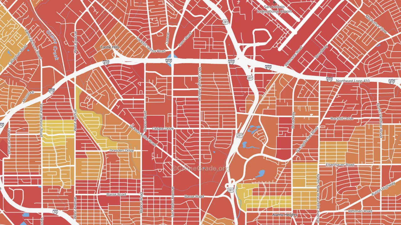 Shearer Hills-Ridgeview, San Antonio, TX Map of Arson Rates