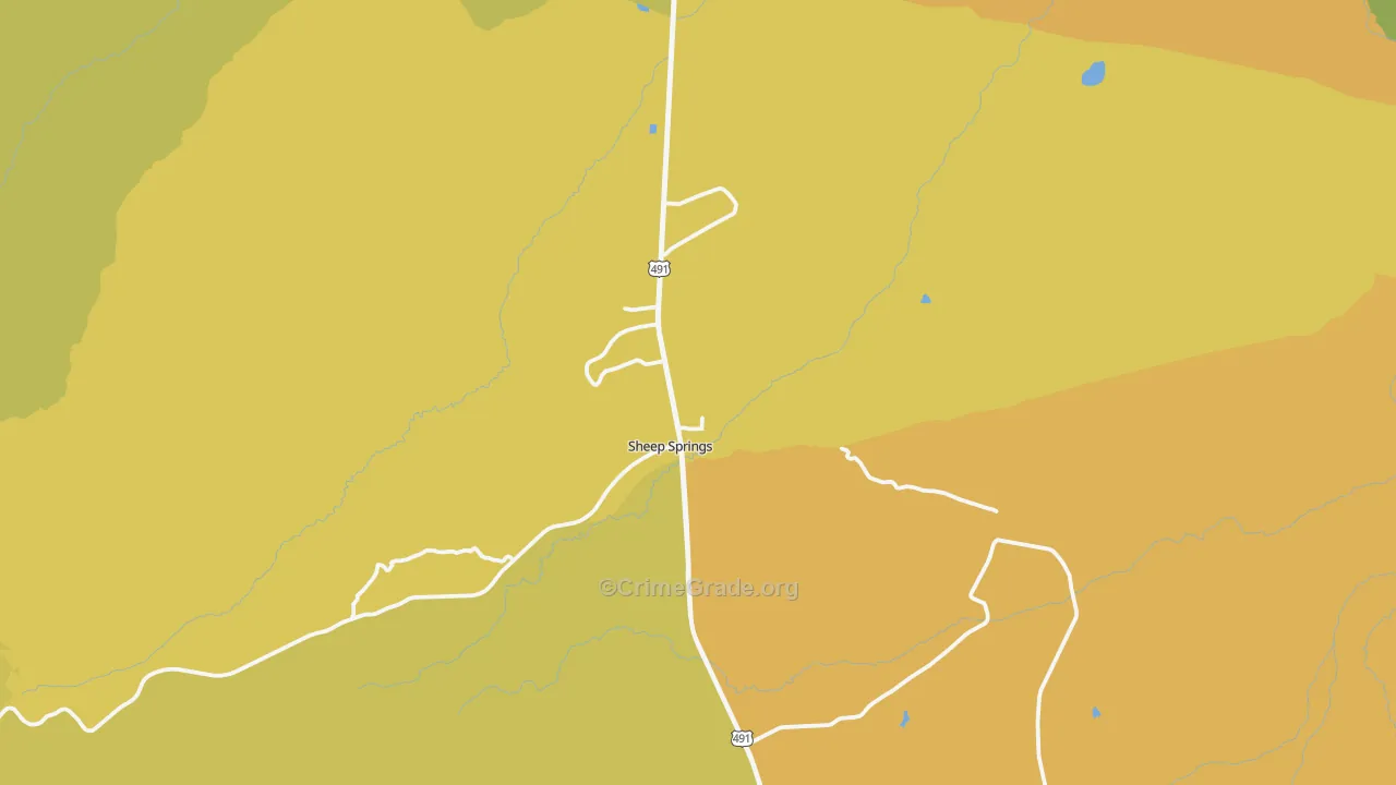 Sheep Springs, NM Map of Arson Rates