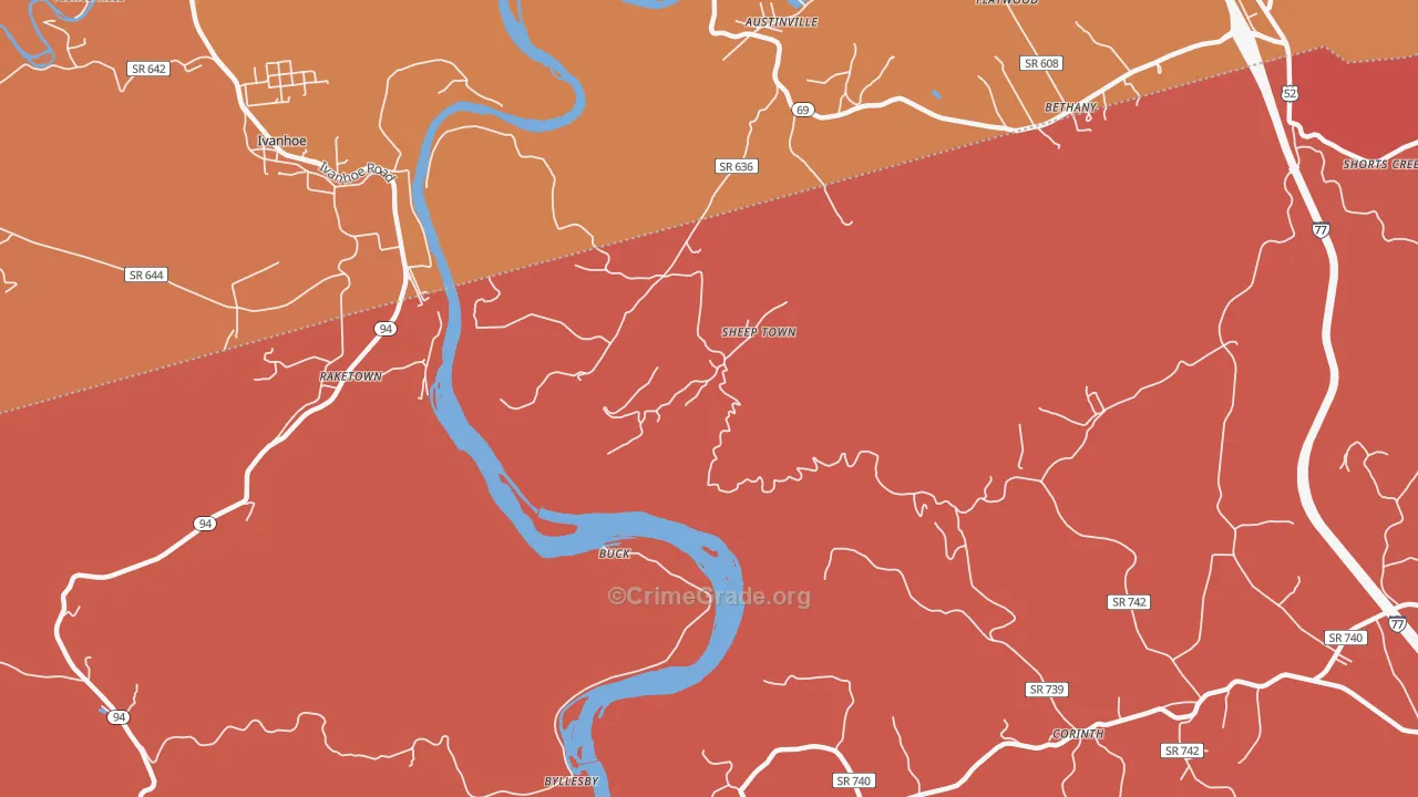 Sheep Town, VA Map of Arson Rates
