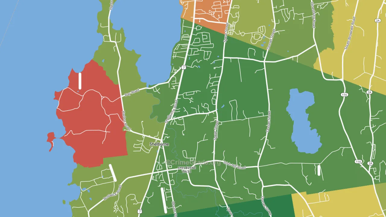 Shelburne, VT Map of Arson Rates