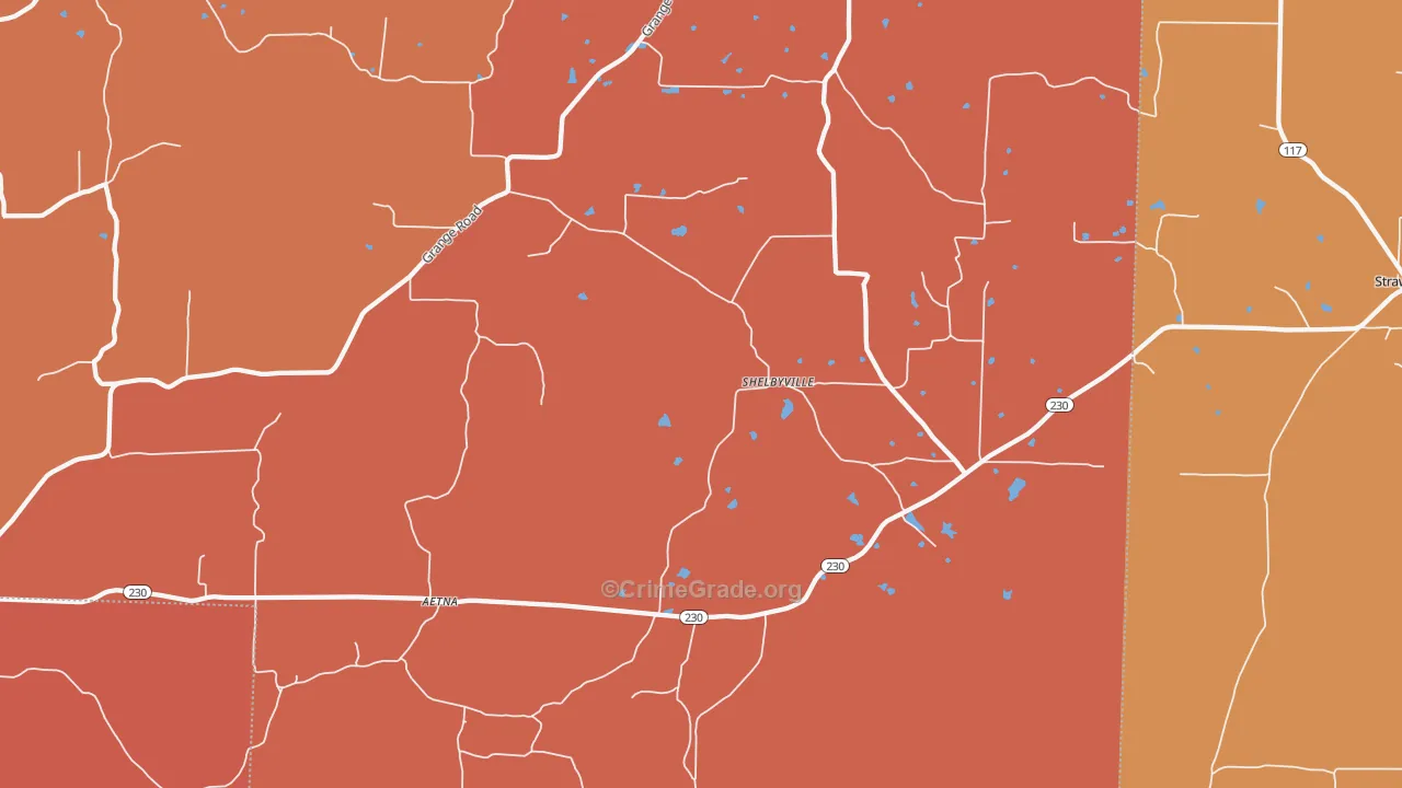 Shelbyville, AR Map of Arson Rates
