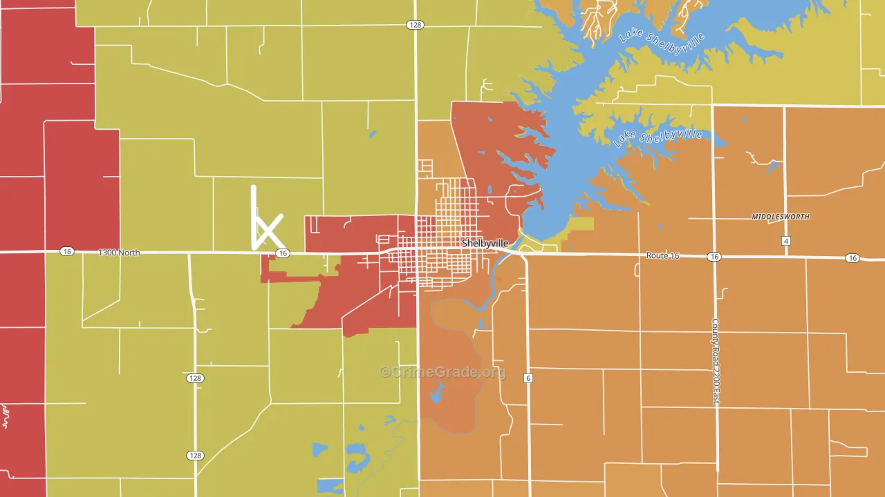 Shelbyville, IL Map of Arson Rates