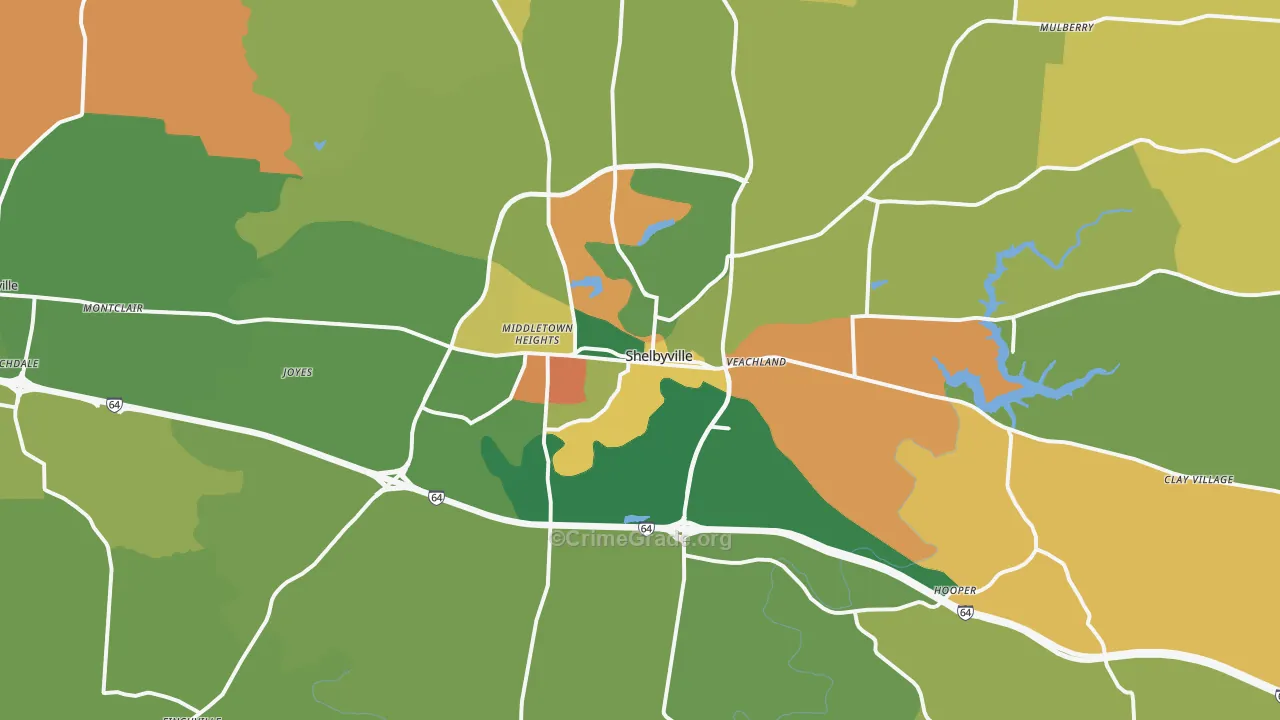 Shelbyville, KY Map of Arson Rates