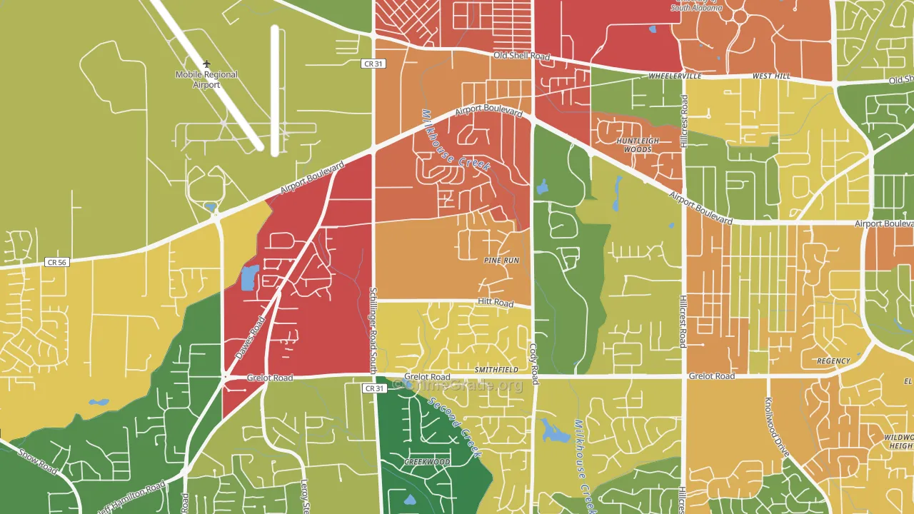 Sheldon, Mobile, AL Map of Arson Rates