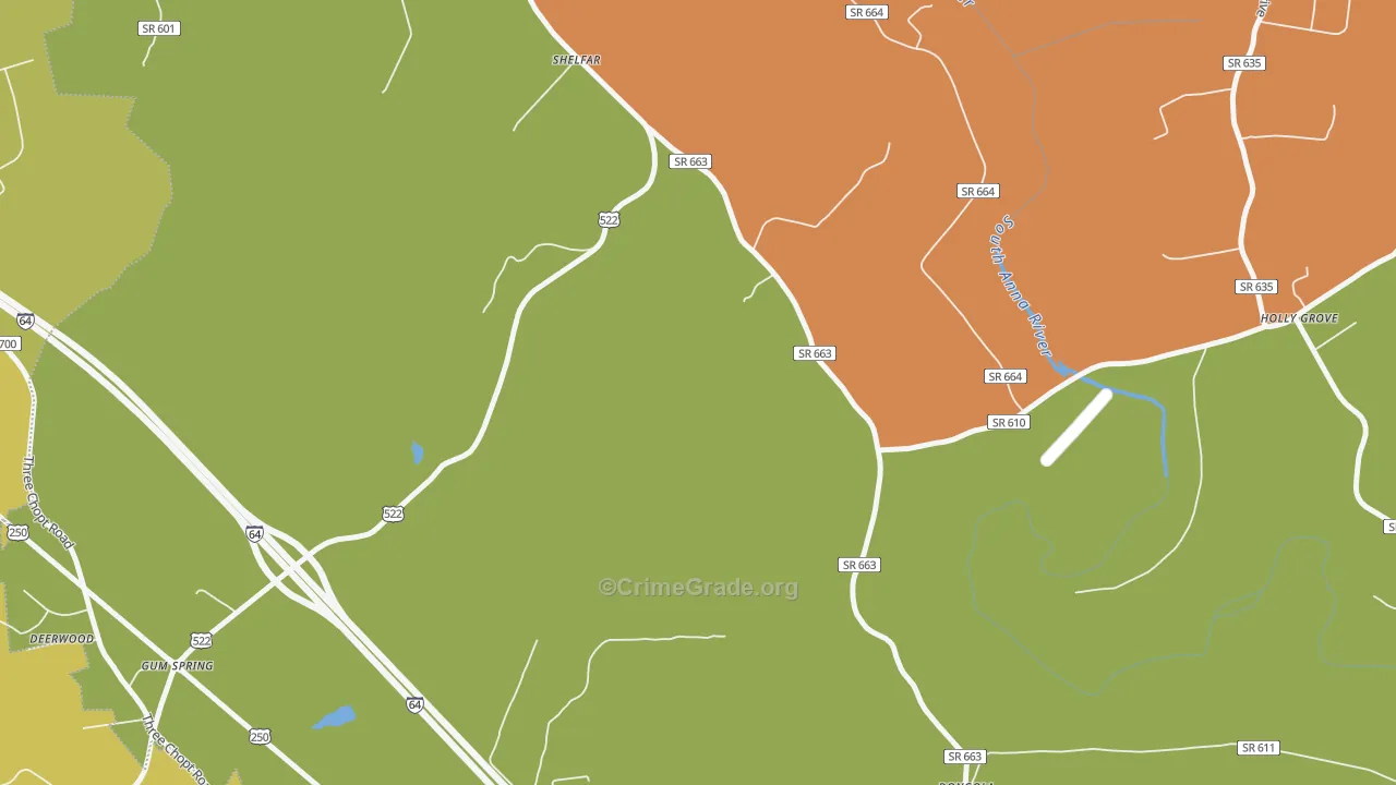 Shelfar, VA Map of Arson Rates