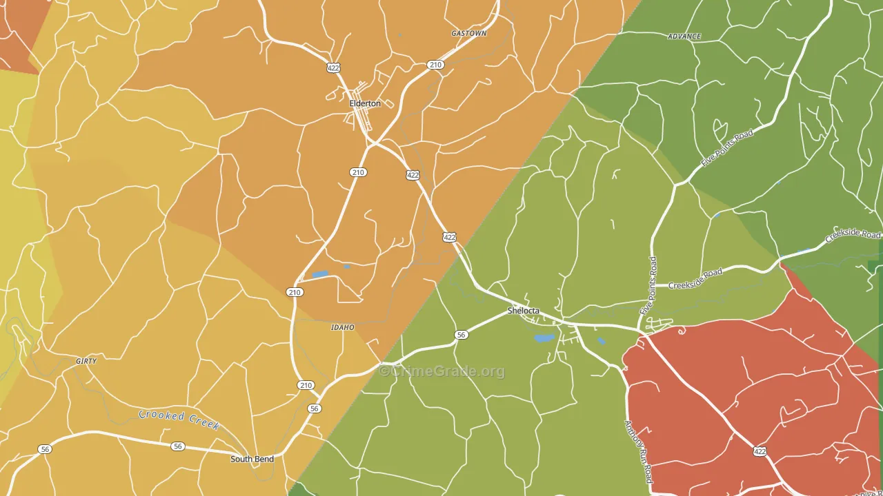 Shelocta, PA Map of Arson Rates
