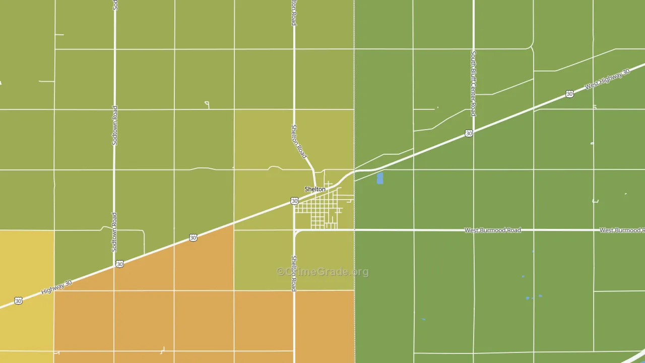 Shelton, NE Map of Arson Rates