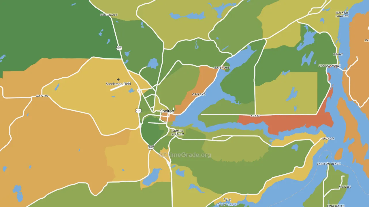 Shelton, WA Map of Arson Rates