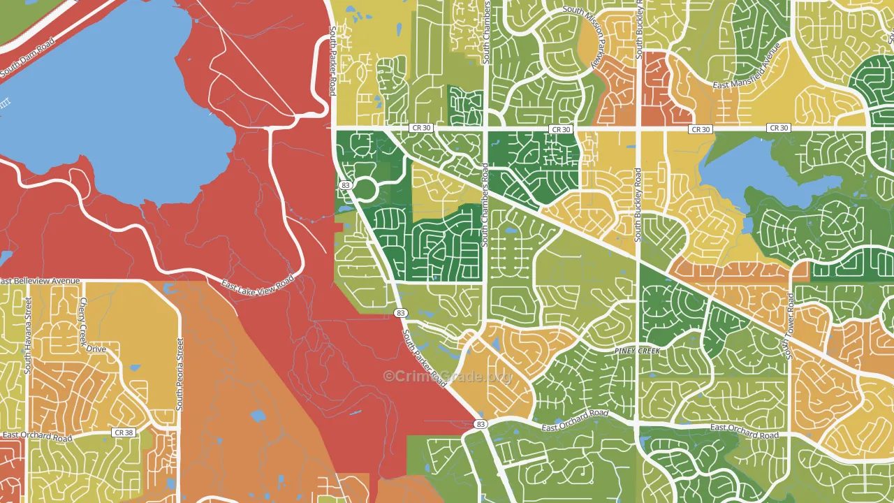 Shenandoah, Aurora, CO Map of Arson Rates