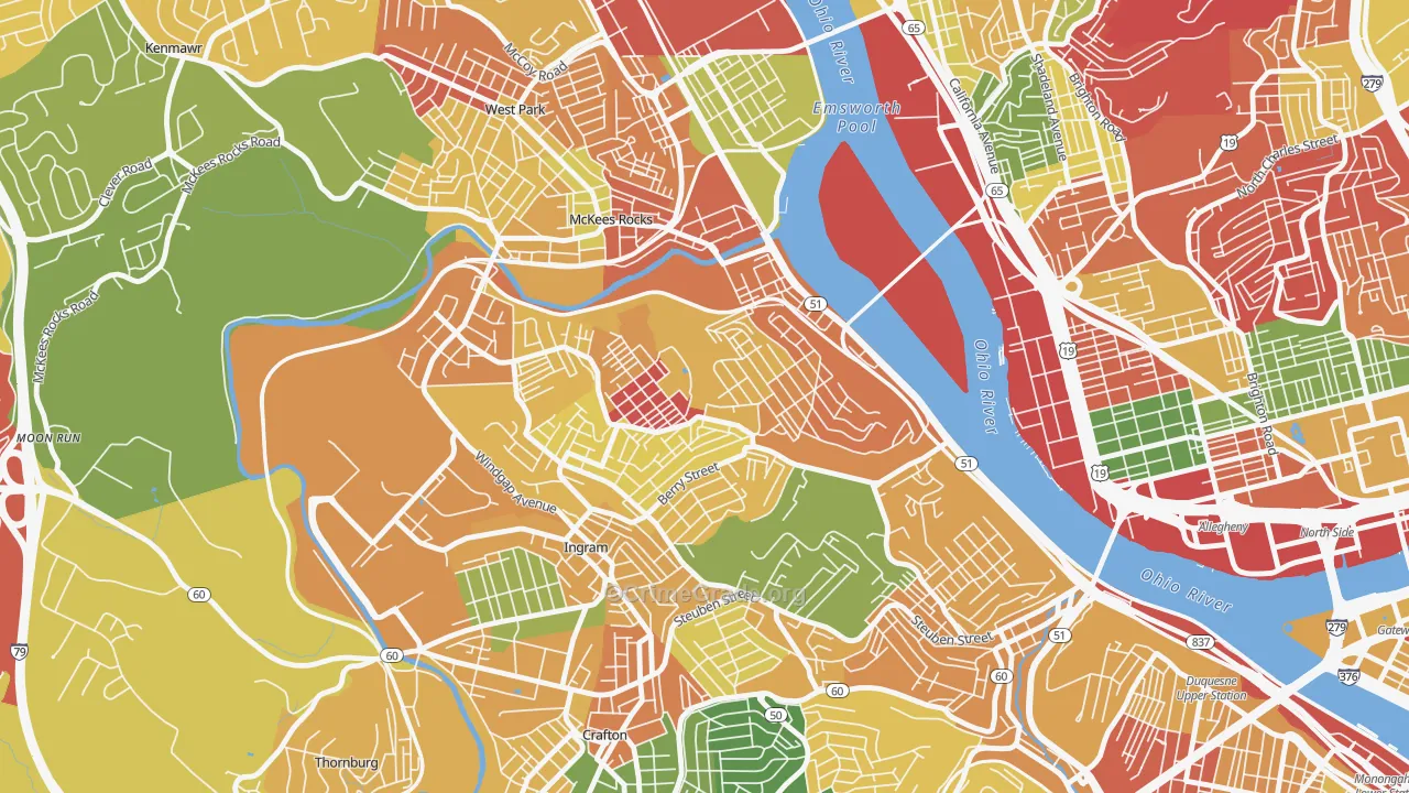 Sheraden, Pittsburgh, PA Map of Arson Rates