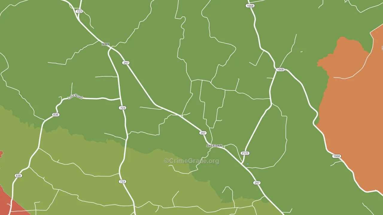 Sheridan, KY Map of Arson Rates