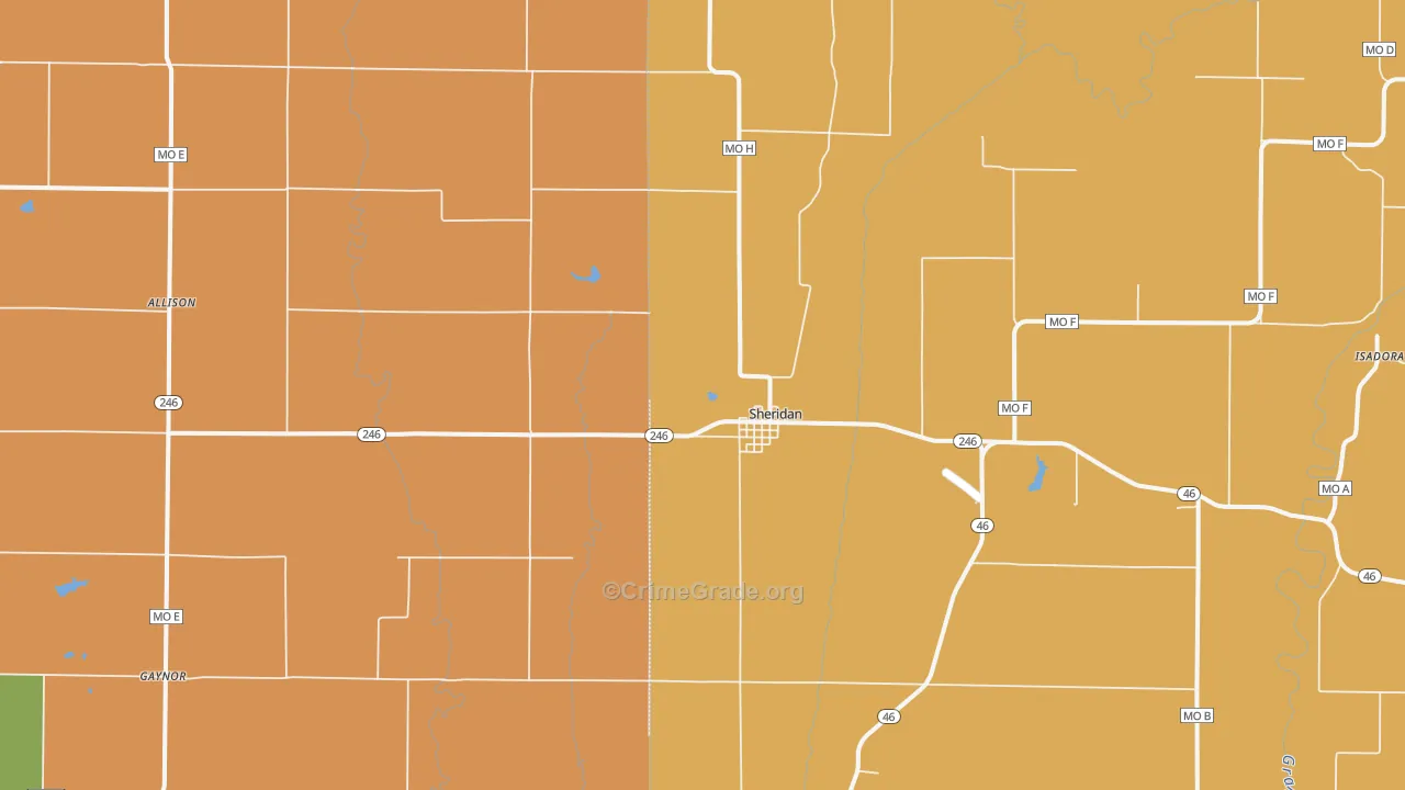 Sheridan, MO Map of Arson Rates