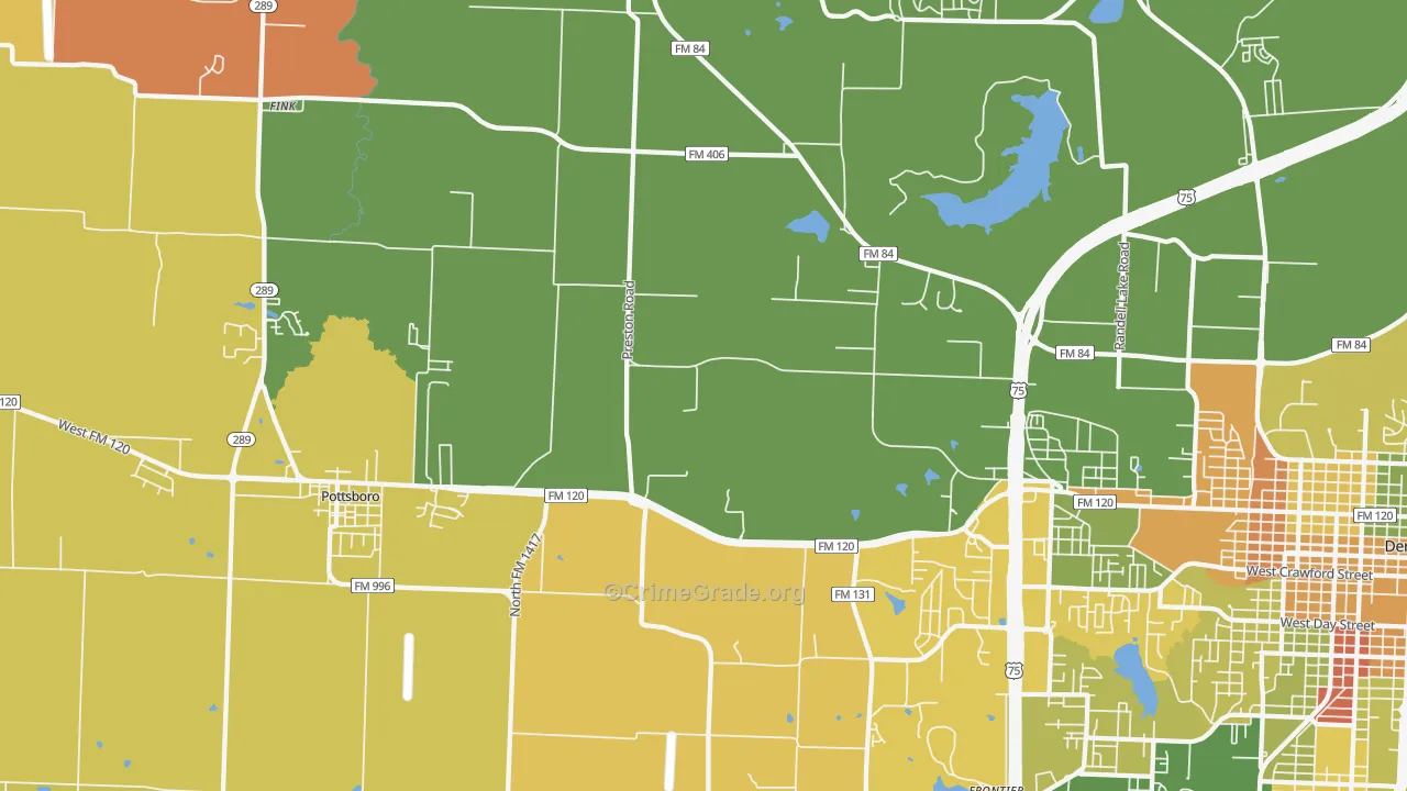 Sherman Junction, TX Map of Arson Rates