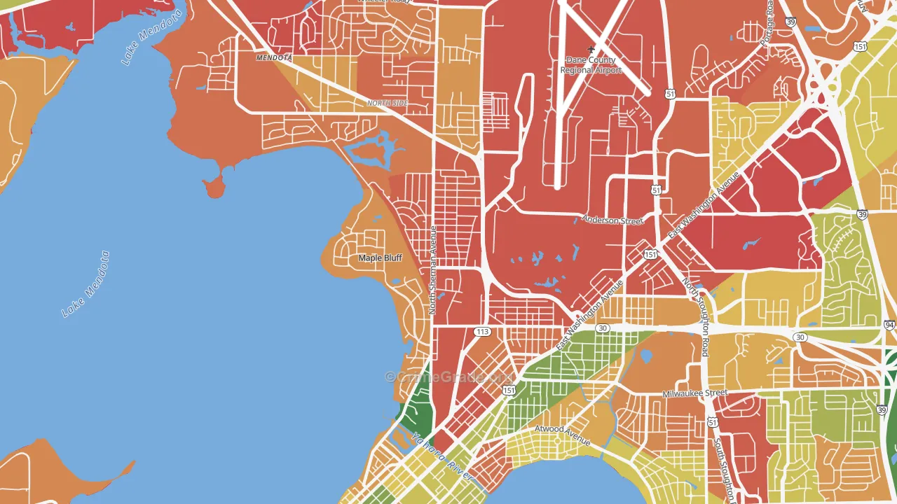 Sherman, Madison, WI Map of Arson Rates