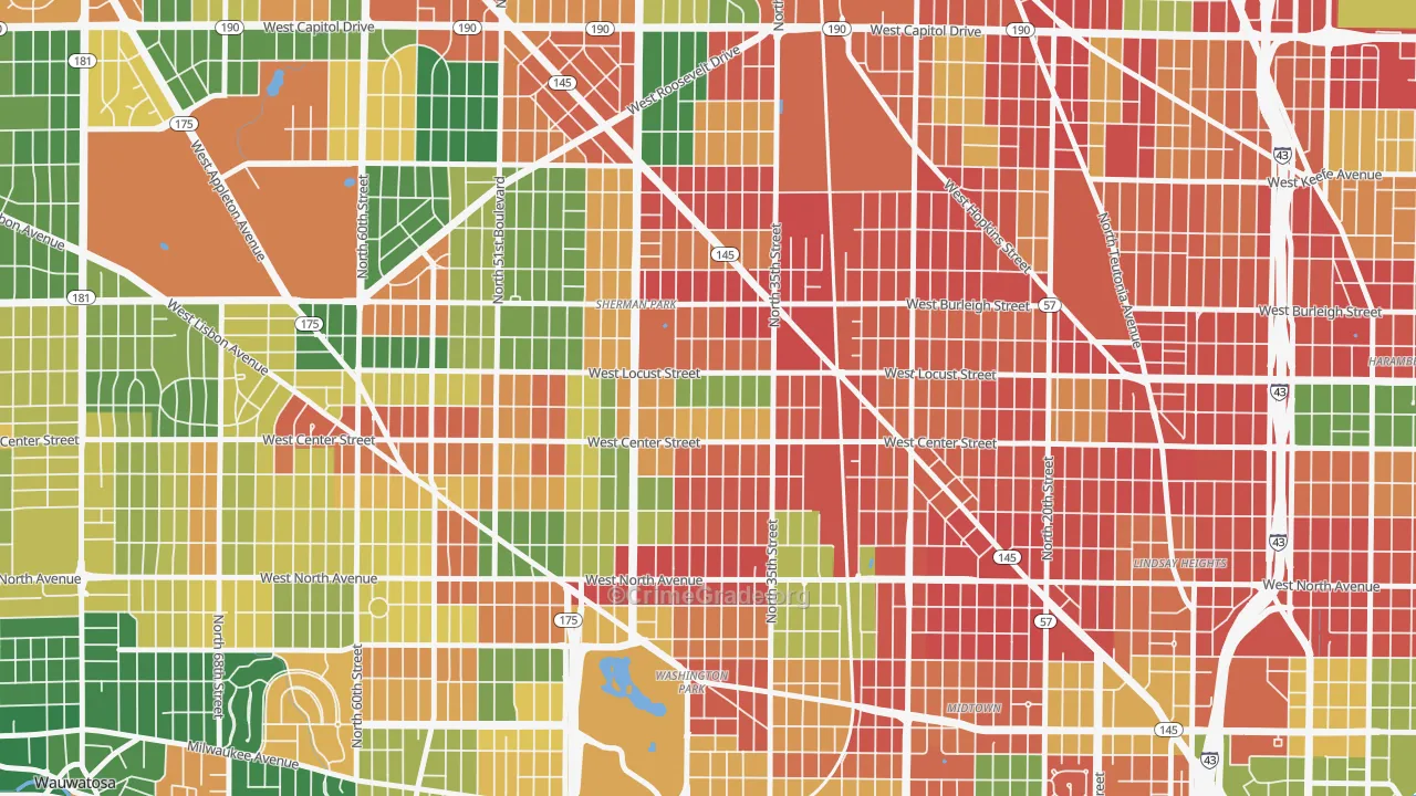 Sherman Park, Milwaukee, WI Map of Arson Rates