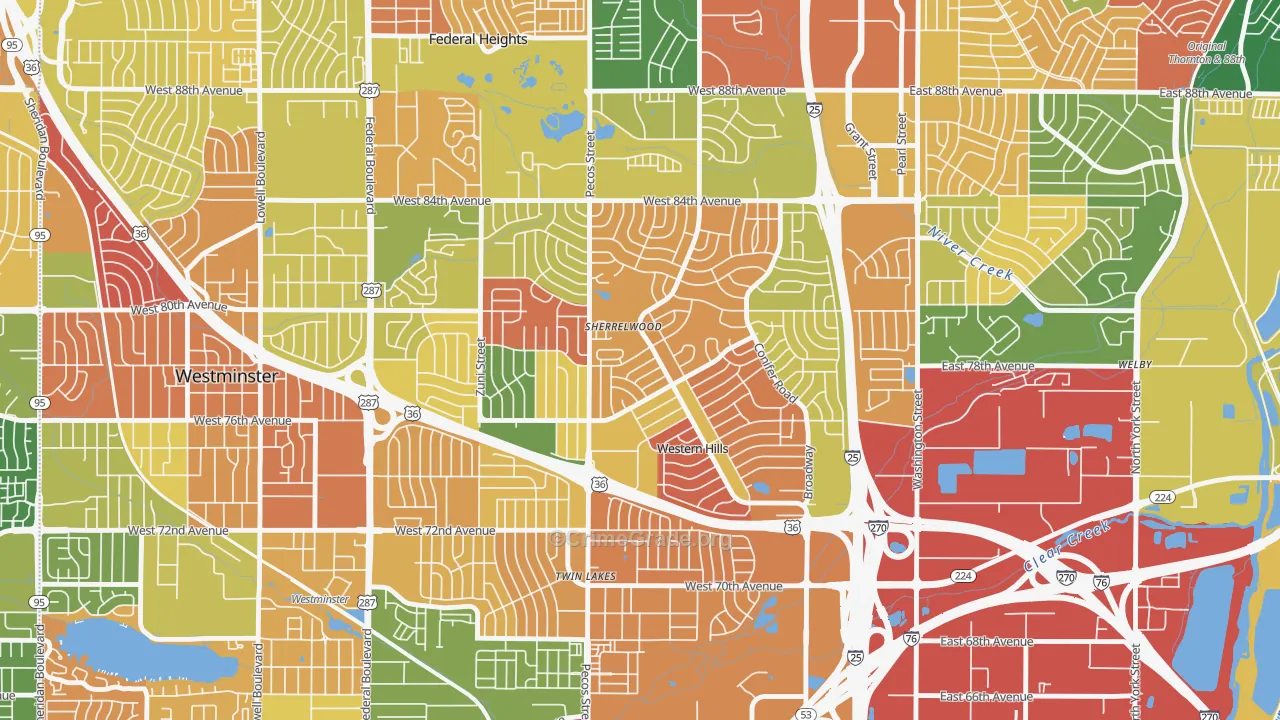 Sherrelwood, CO Map of Arson Rates
