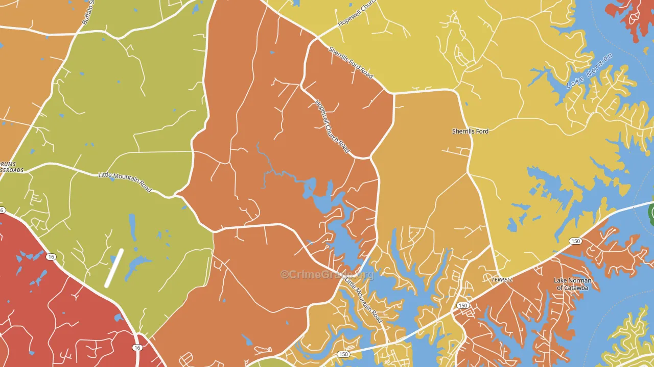Sherrills Ford, NC Map of Arson Rates