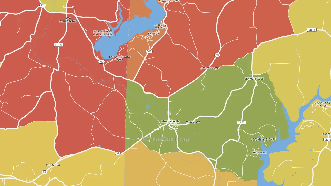 Sherrodsville, OH Map of Arson Rates