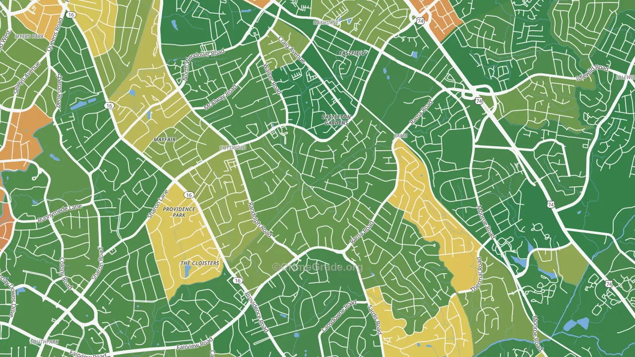 Sherwood Forest, Charlotte, NC Map of Arson Rates