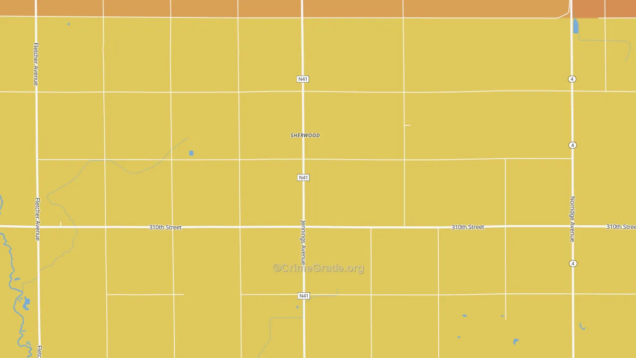 Sherwood, IA Map of Arson Rates