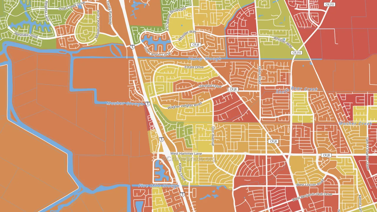 Sherwood Manor, Stockton, CA Map of Arson Rates