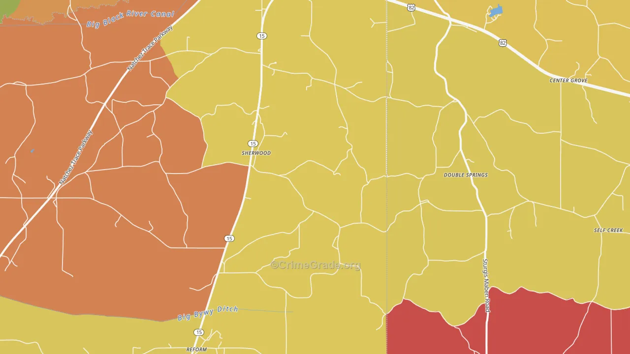Sherwood, MS Map of Arson Rates