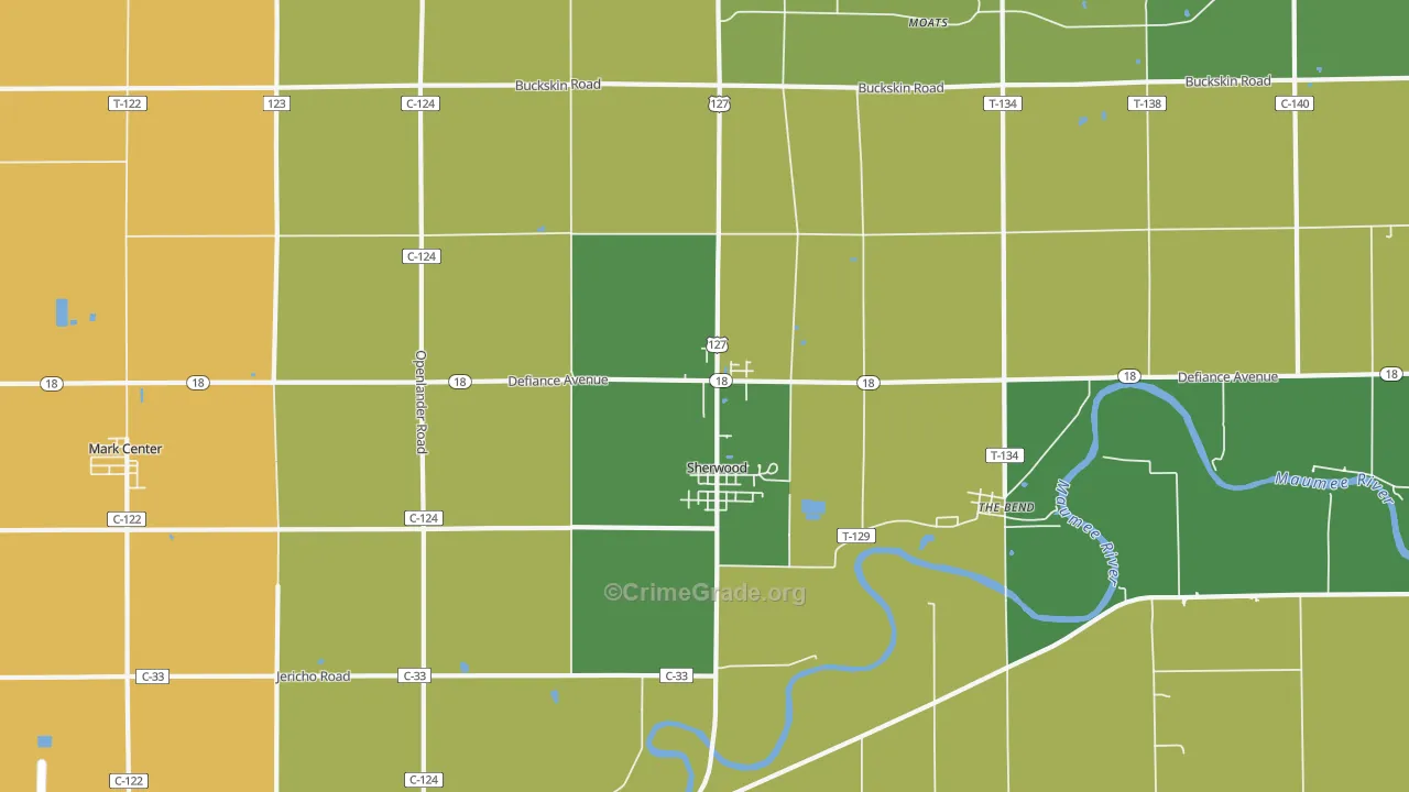 Sherwood, OH Map of Arson Rates