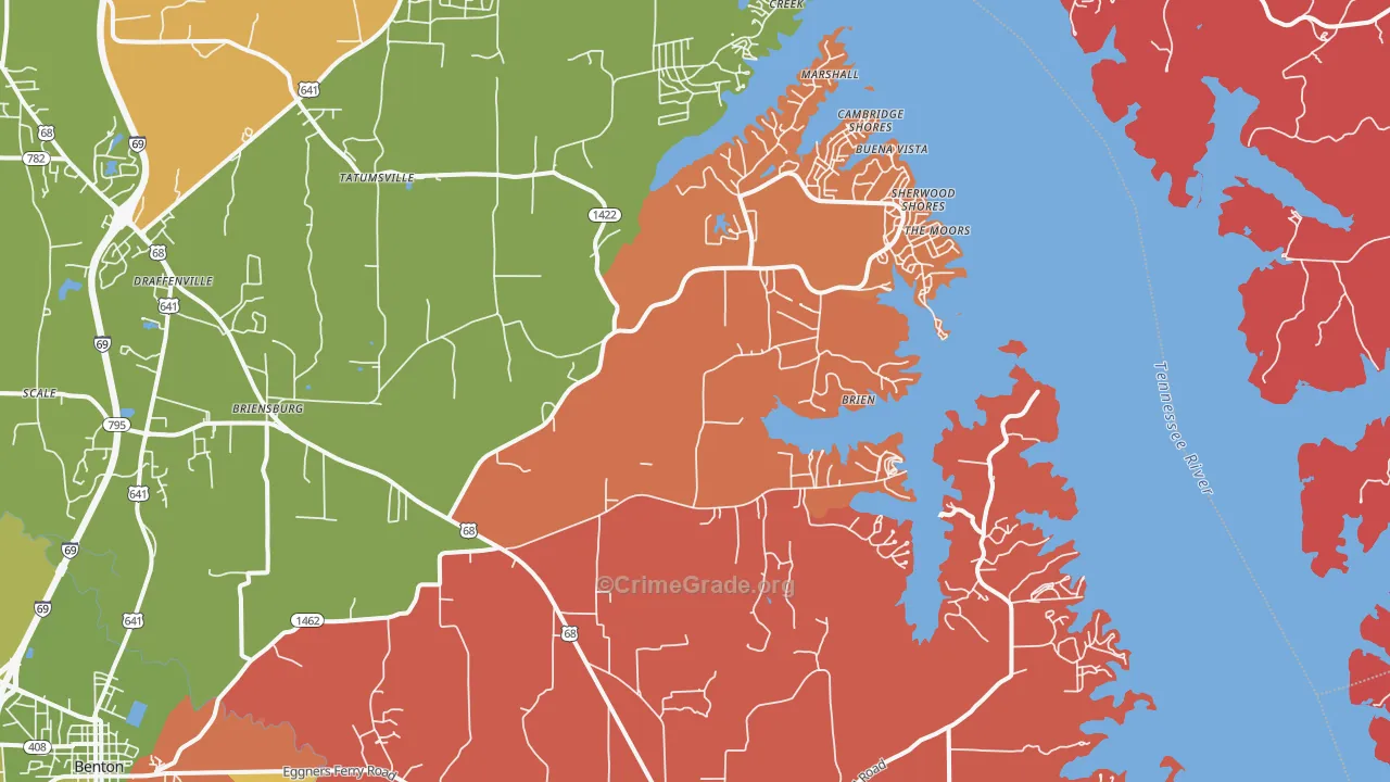Sherwood Shores, KY Map of Arson Rates