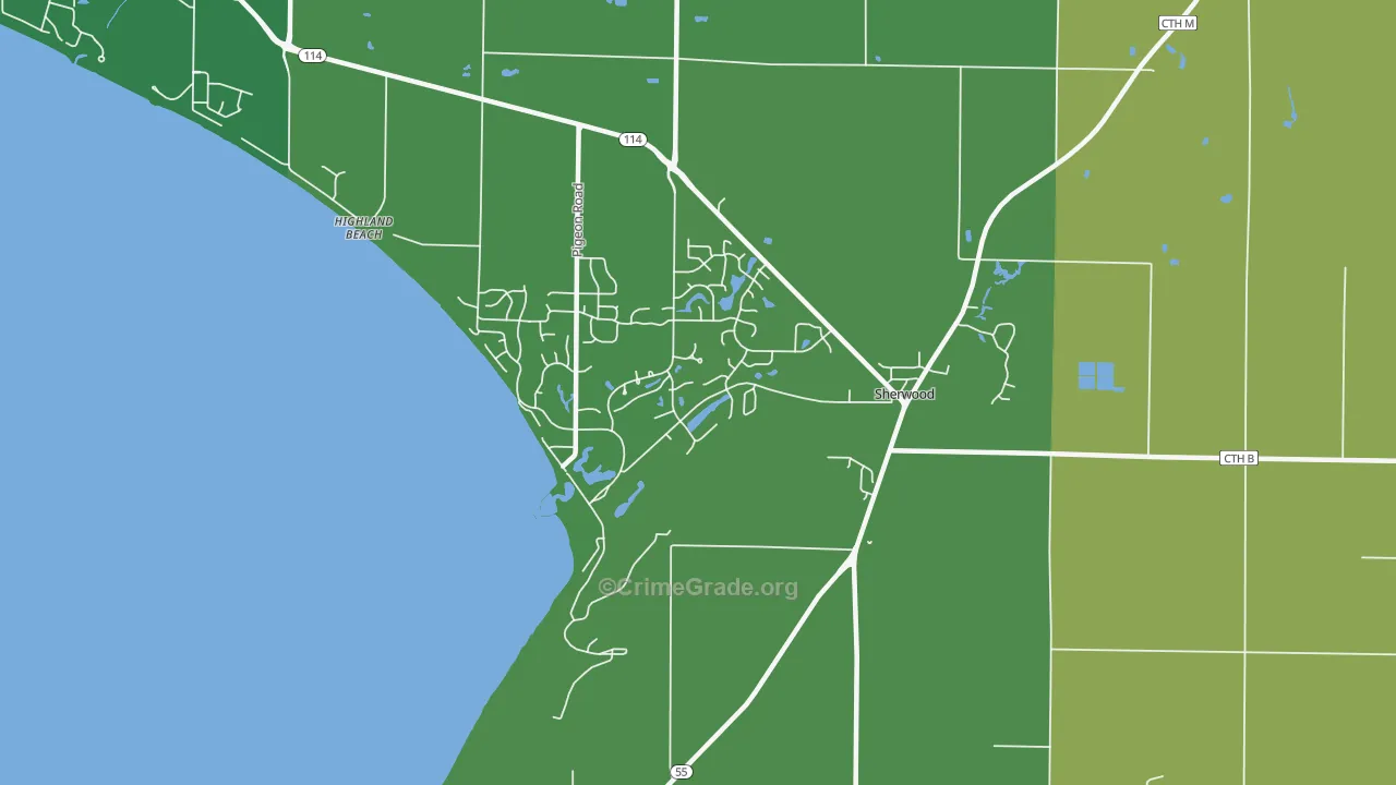 Sherwood, WI Map of Arson Rates