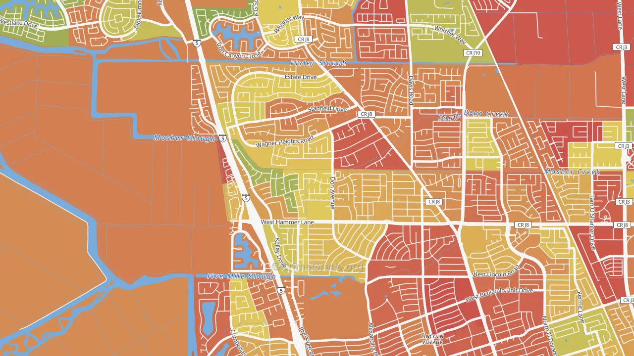 Sherwoods Manor, Stockton, CA Map of Arson Rates