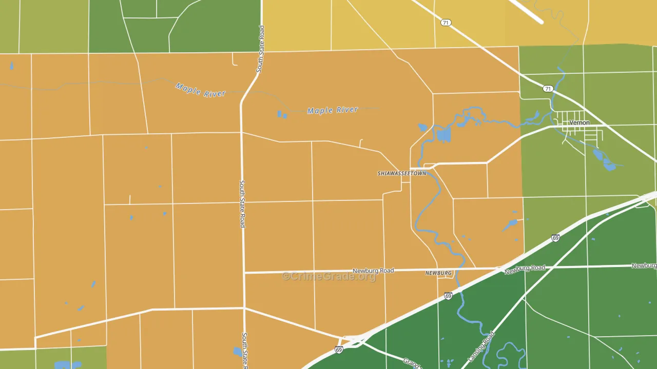 Shiawasseetown, MI Map of Arson Rates