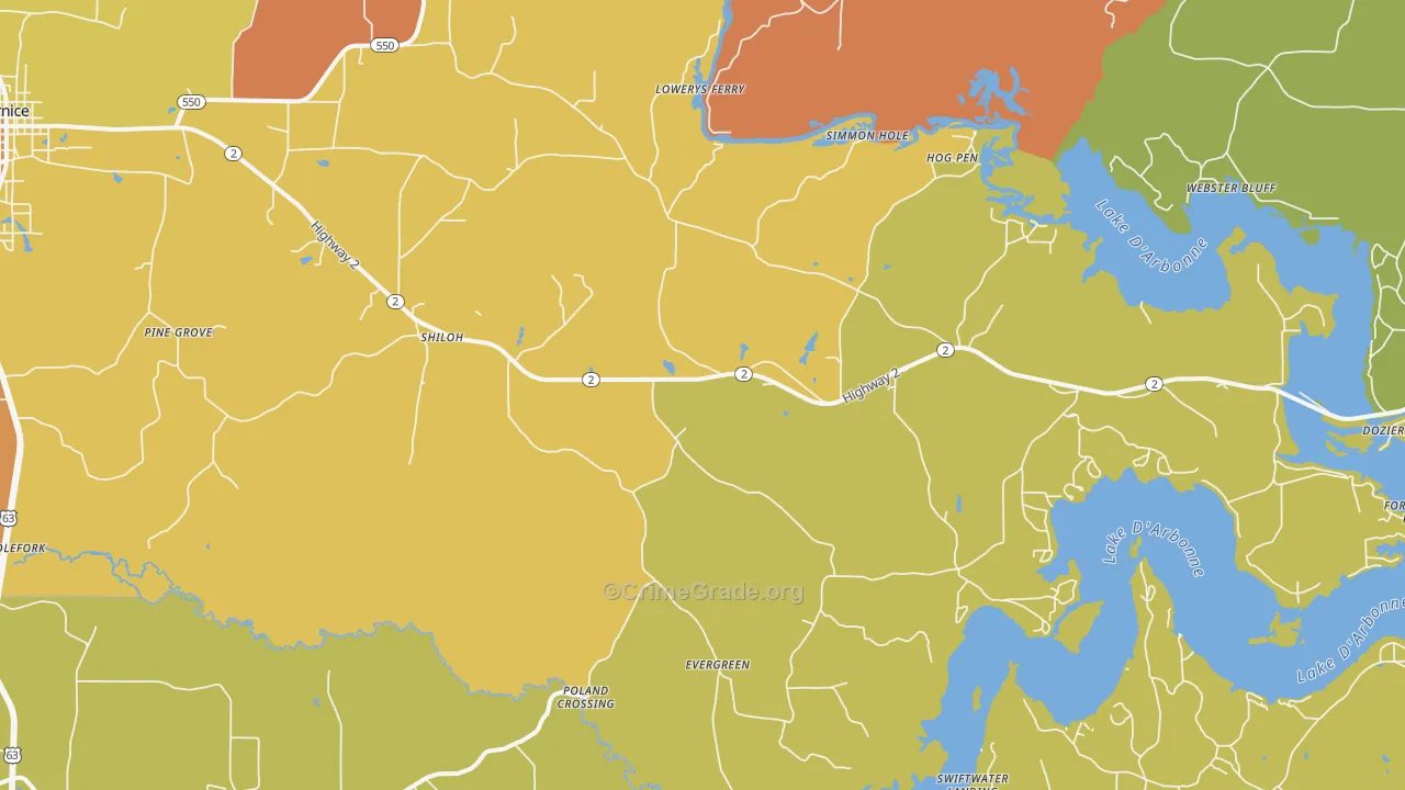 Shiloh, LA Map of Arson Rates