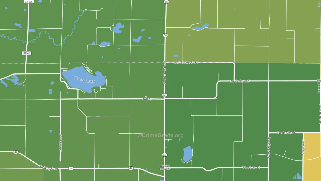 Shiloh, MI Map of Arson Rates