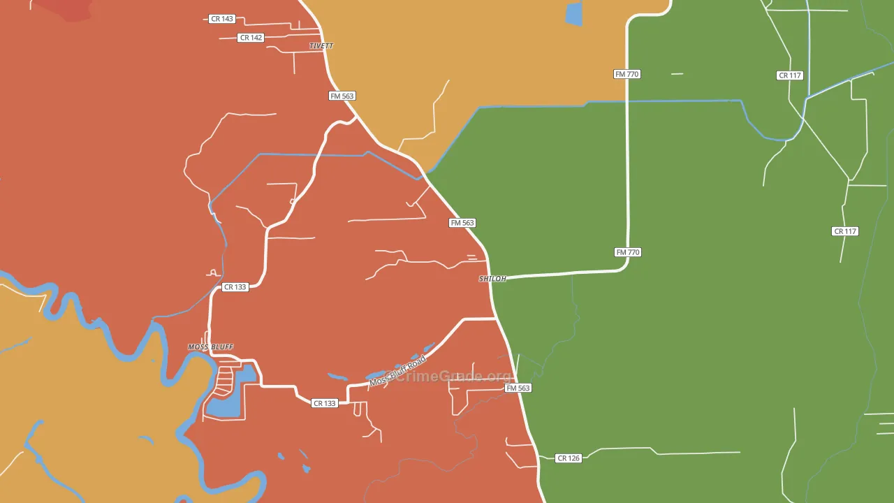 Shiloh, TX Map of Arson Rates