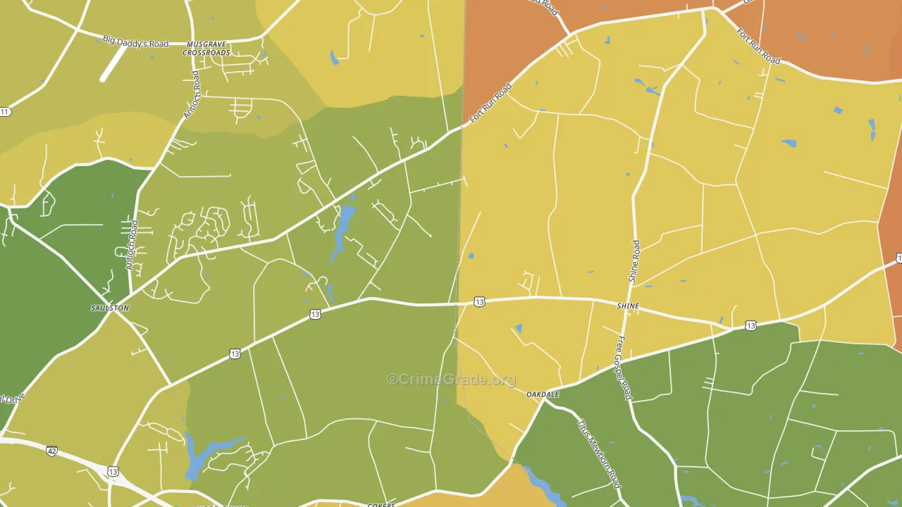 Shines Crossroads, NC Map of Arson Rates