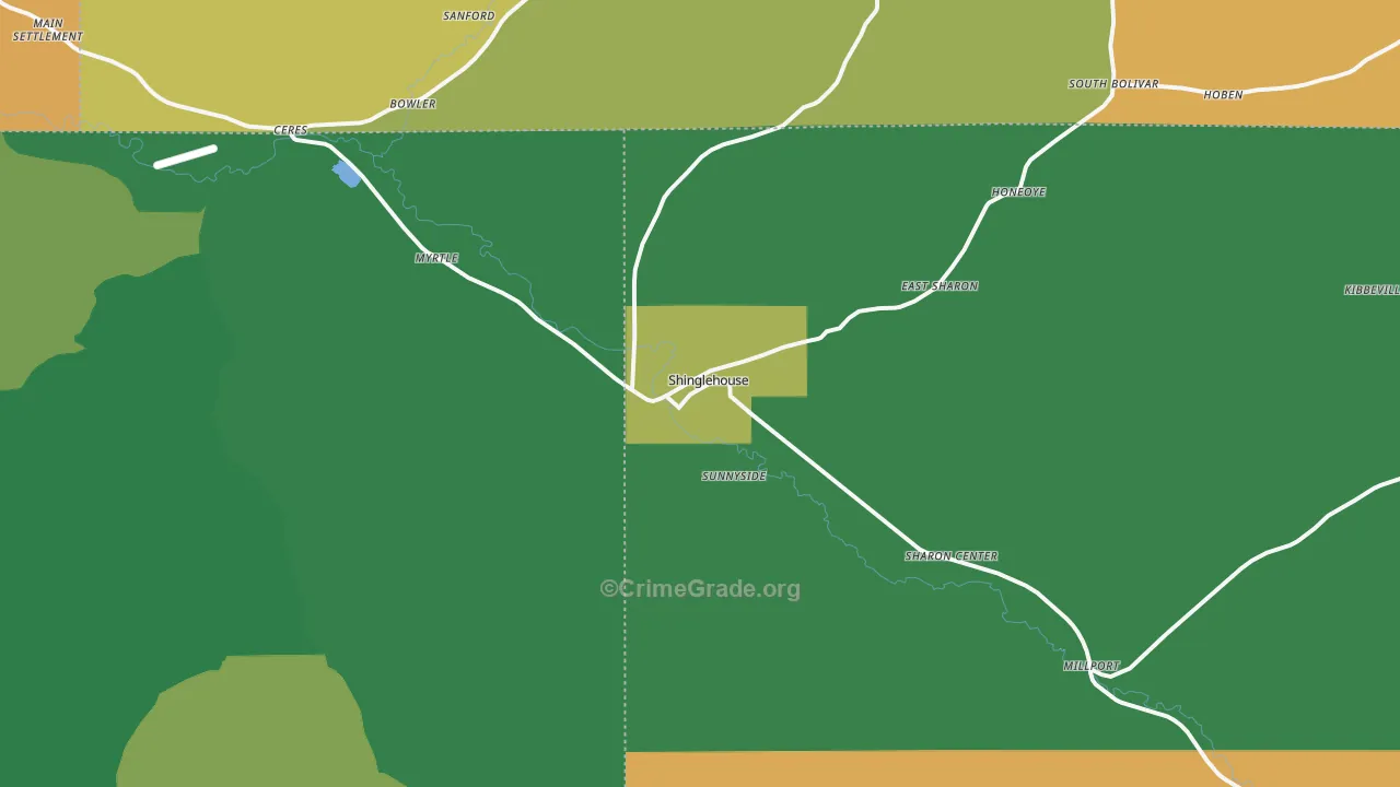 Shinglehouse, PA Map of Arson Rates
