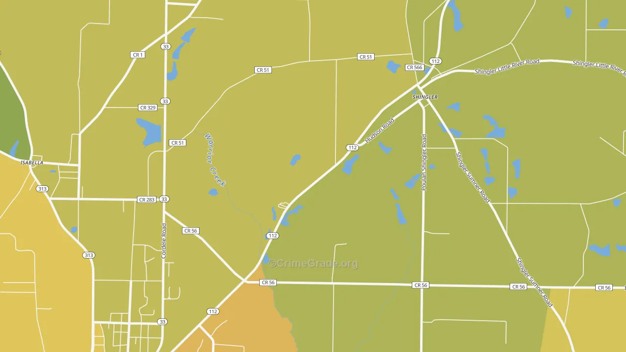 Shingler, GA Map of Arson Rates