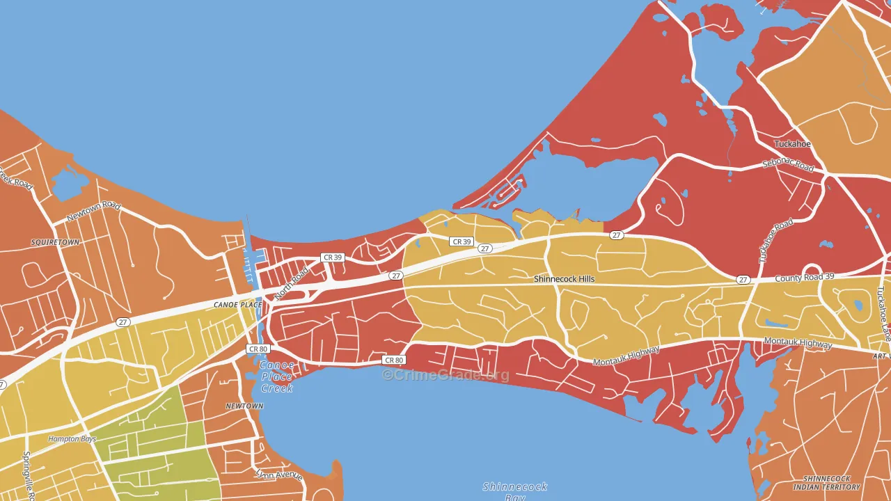 Shinnecock Hills, NY Map of Arson Rates