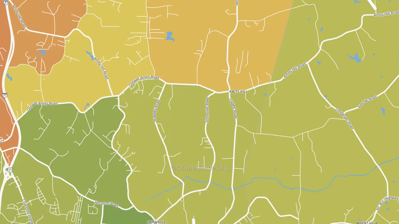 Shinnville, NC Map of Arson Rates