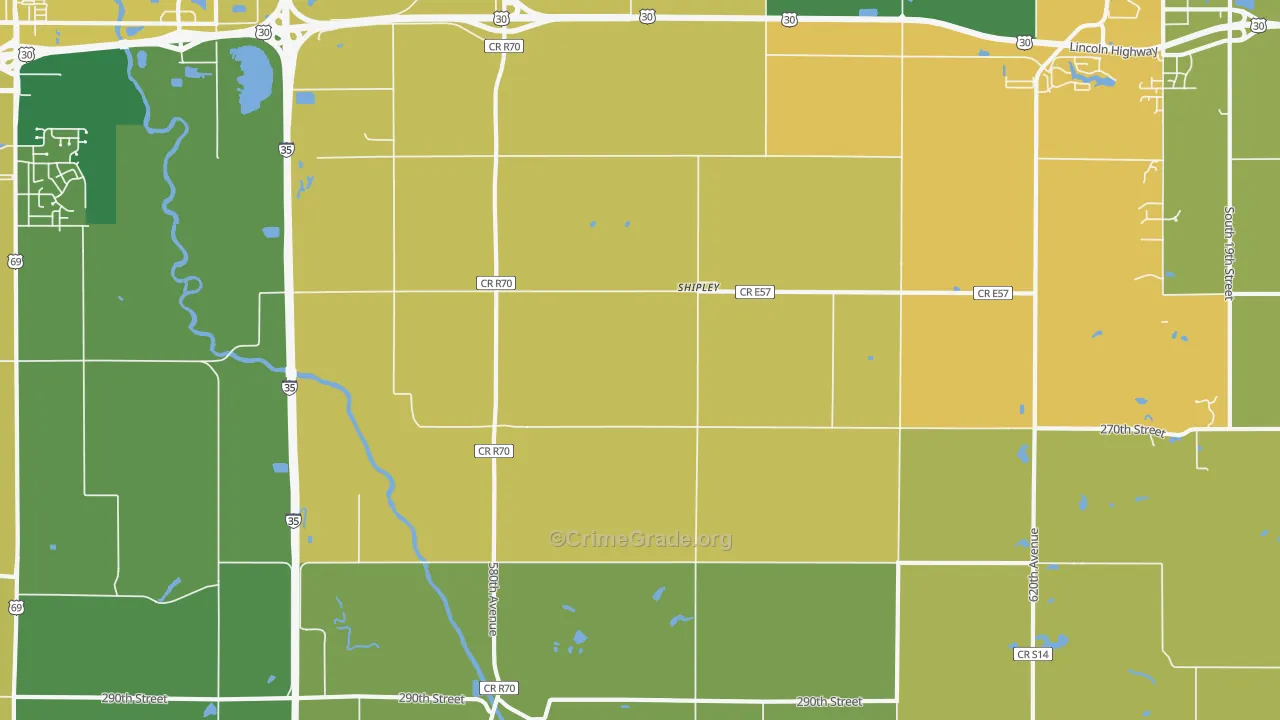 Shipley, IA Map of Arson Rates