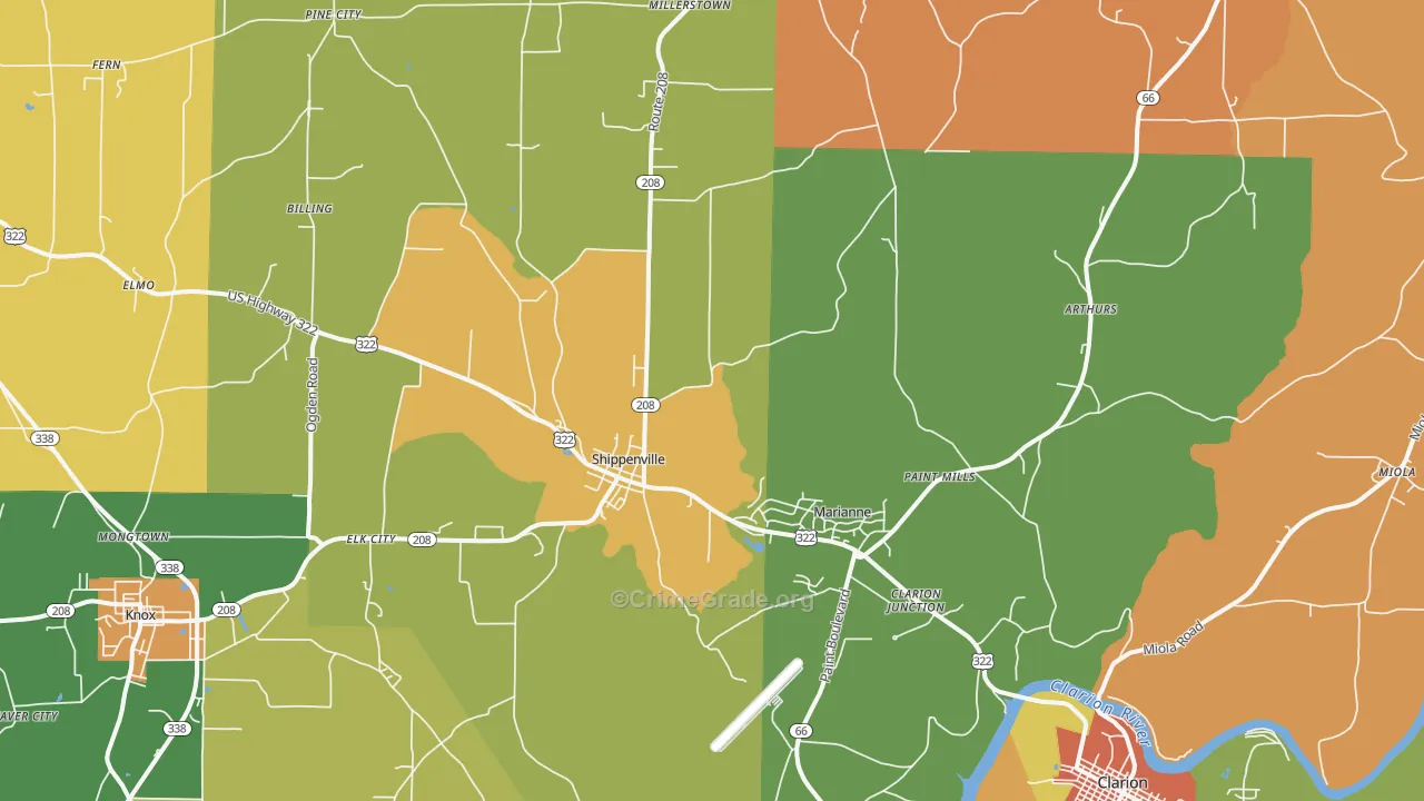 Shippenville, PA Map of Arson Rates