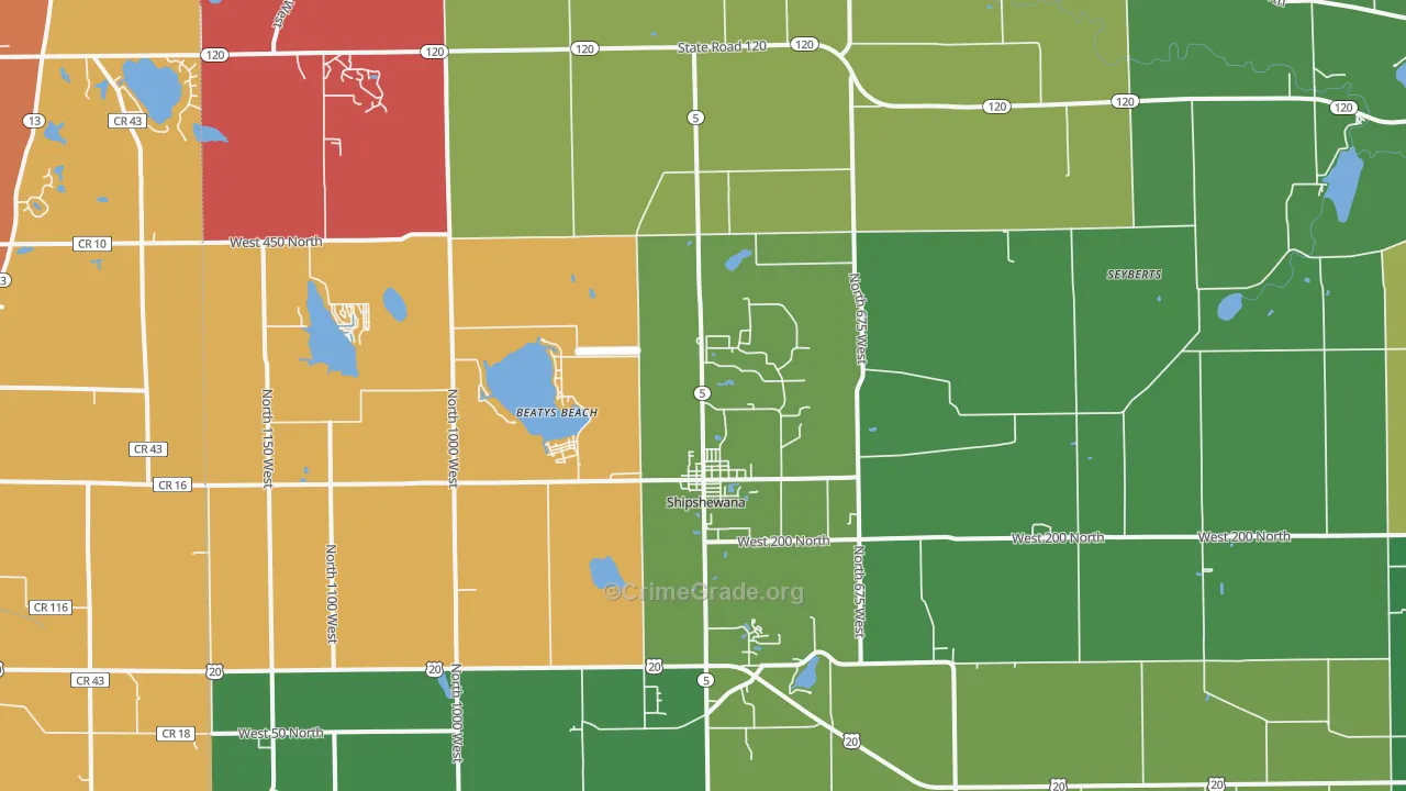 Shipshewana, IN Map of Arson Rates